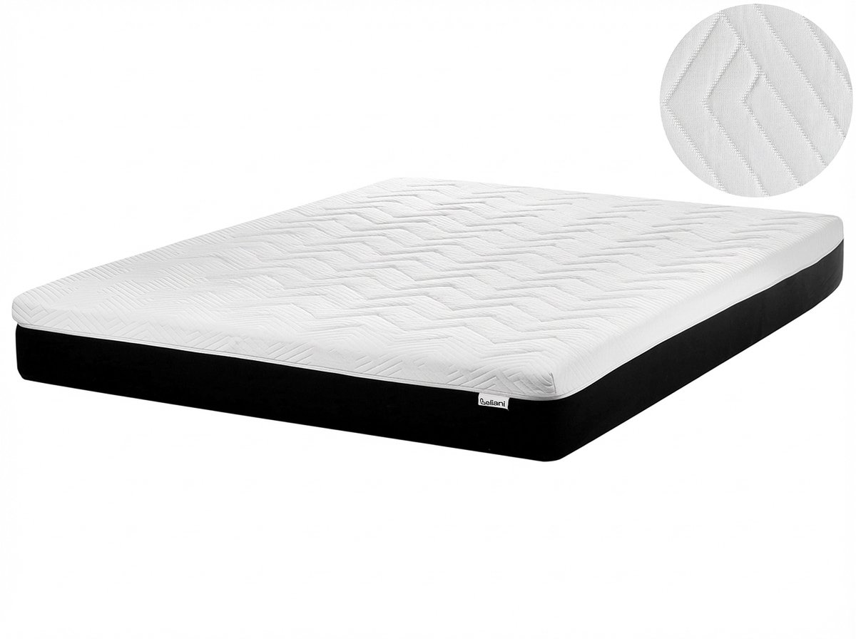 Beliani SPONGY - Schuimmatras - Zwart/Wit - 160 x 200 cm - Traagschuim