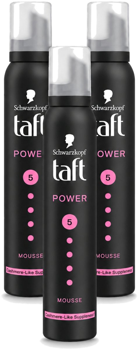 3 x Taft - Haarmousse - Power 5 - Zijdezachte hold - 200 ml - Voordeelverpakking - 3 stuks