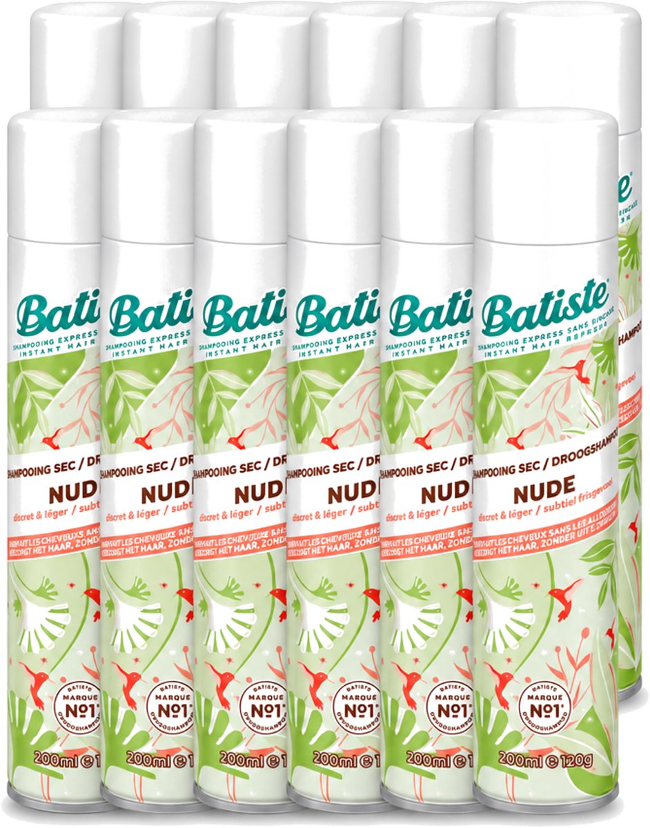 12 x Batiste - Nude - Droogshampoo - Frisse Look - Volume en Textuur - 200ml - Voordeelverpakking - 12 stuks