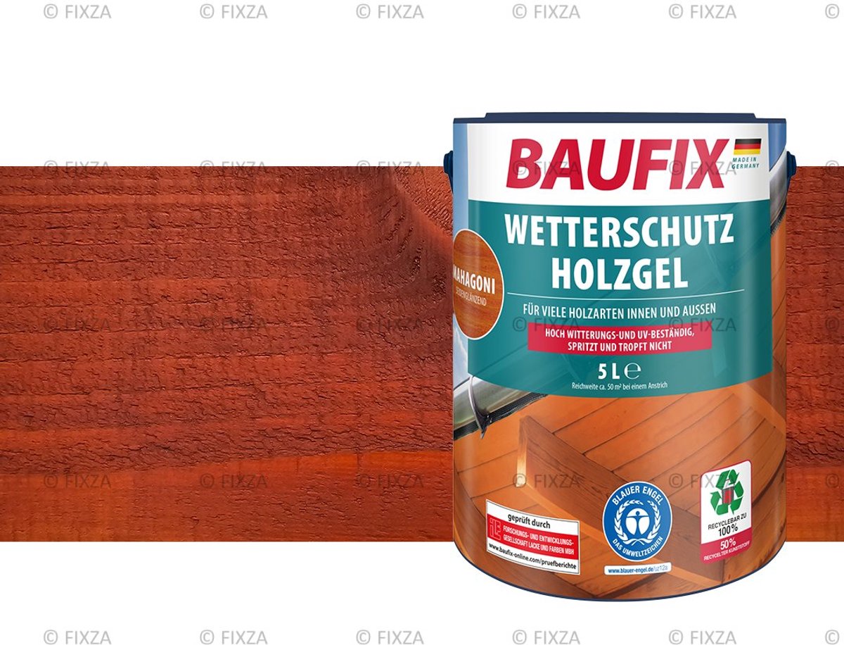 BAUFIX Buitenbeits – Mahonie – Zijdeglans – 5 Liter – Voor Schutting, Tuinhuis & Blokhut – UV- & Weerbestendig