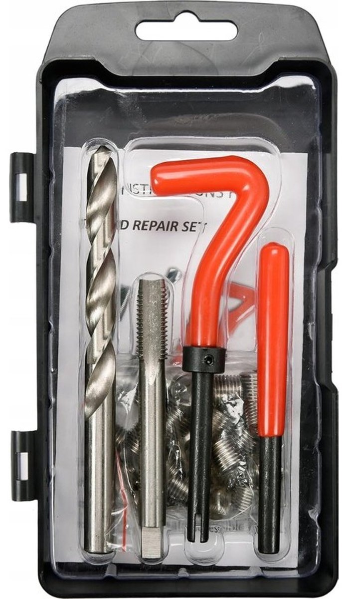 Schroefdraad reparatie - Reparatieset voor spoed - Schade herstellen - Spiraal inzetstukken - M10 X 1.5 - Zwart