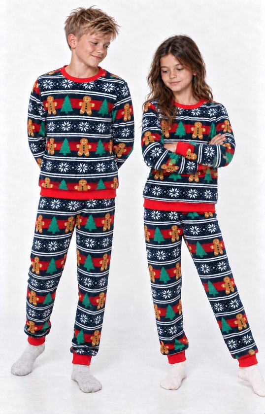 Kerst Lounge Set Noors - Pyjama Huispak Trainingspak Joggingpak - Maat 146 152 - Kinderen - Jongens & Meisjes - Foute Kersttrui + Kerstbroek
