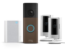 Ring Battery Video Doorbell 2K met Chime en 2-pack binnencamera op batterij - Bundel