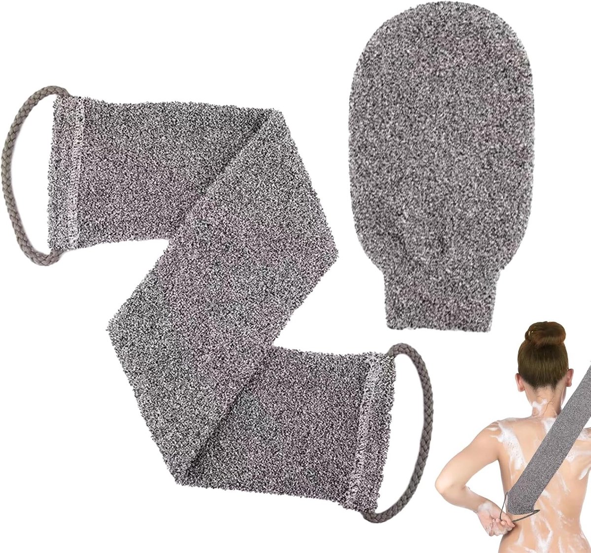 Rugborstel Set - Bamboe - Extra Lang - Met Crème Applicator en Dubbele Handvatten - Voor Douche en Exfoliatie