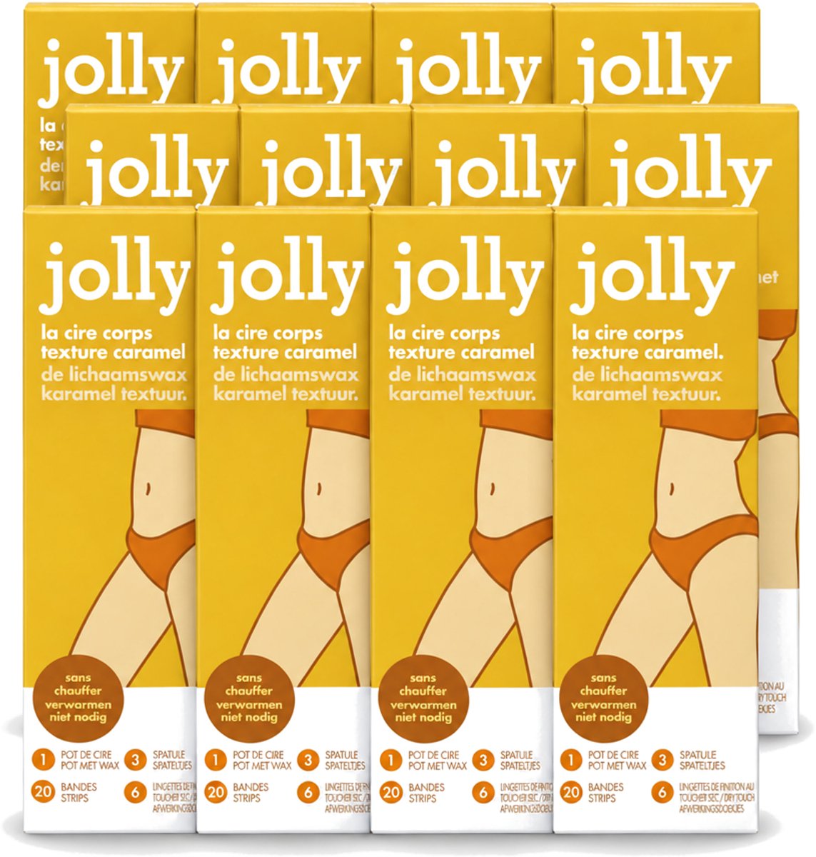 12 x Jolly - Lichaamswax - Karamel Structuur - 20 Strips - Voordeelverpakking - 12 stuks