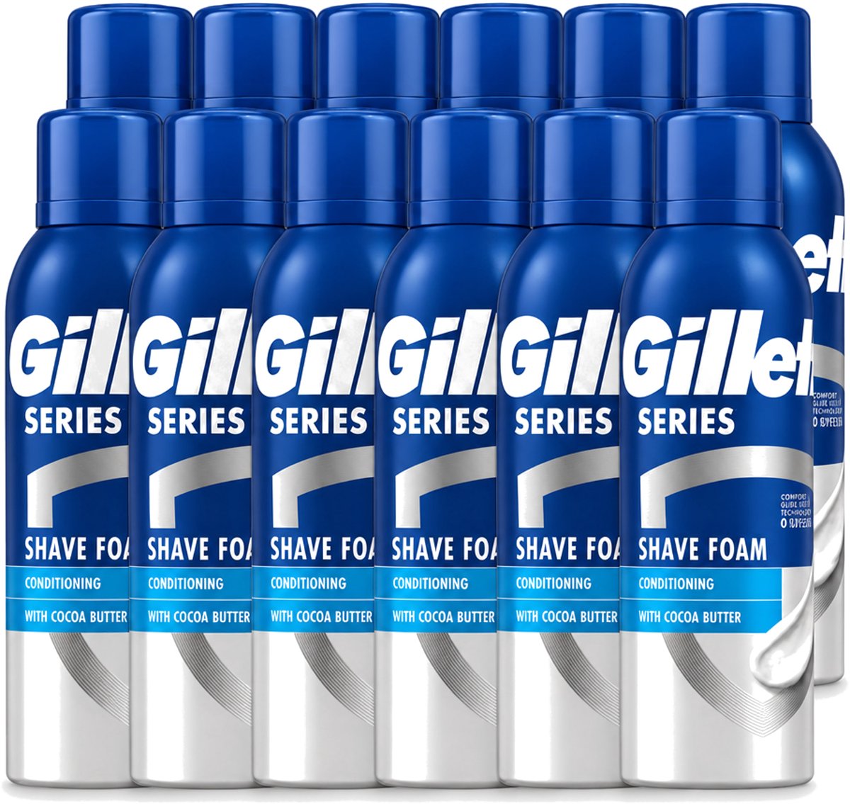 12 x Gillette - Series - Scheerschuim - Met Cacaoboter - 250 ml - Voordeelverpakking - 12 stuks