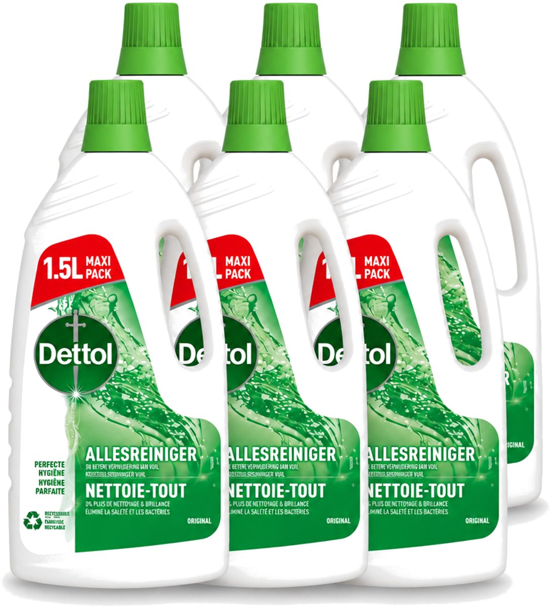 6 x Dettol Original - Allesreiniger - Perfecte Hygiëne - 1.5L - Voordeelverpakking - 6 stuks