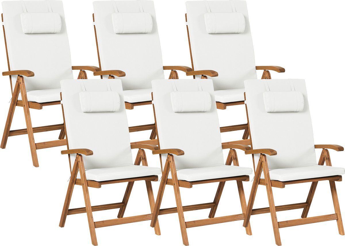 JAVA PREMIUM - Tuinstoel set van 6 - Gebroken wit - Acaciahout