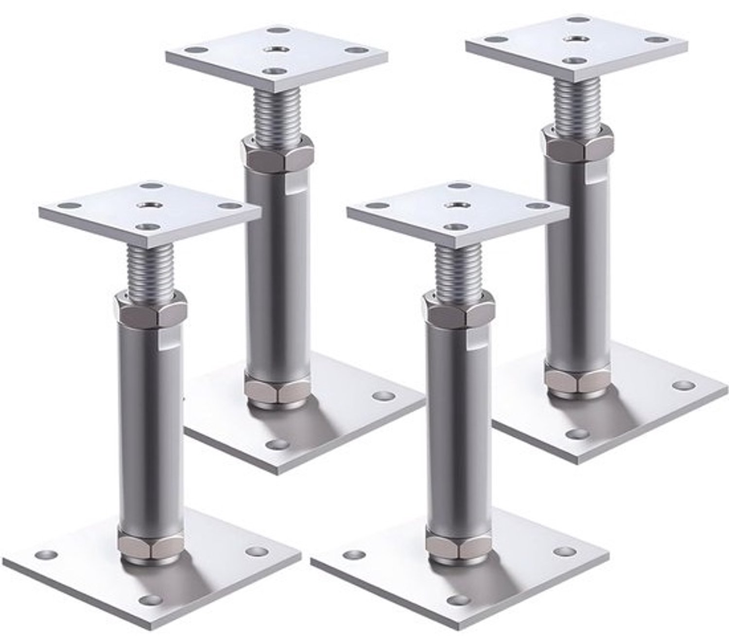 Set paaldragers - Steunen voor balkschoenen - Voor hekken en carports - In hoogte verstelbaar - 150-190 mm - Verzinkt staal