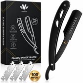 Vestifex® Professionele Barbiersmes met 100 Mesjes - Shavette Open Scheermes - Straight Safety Razor - Klassiek Kappersmes