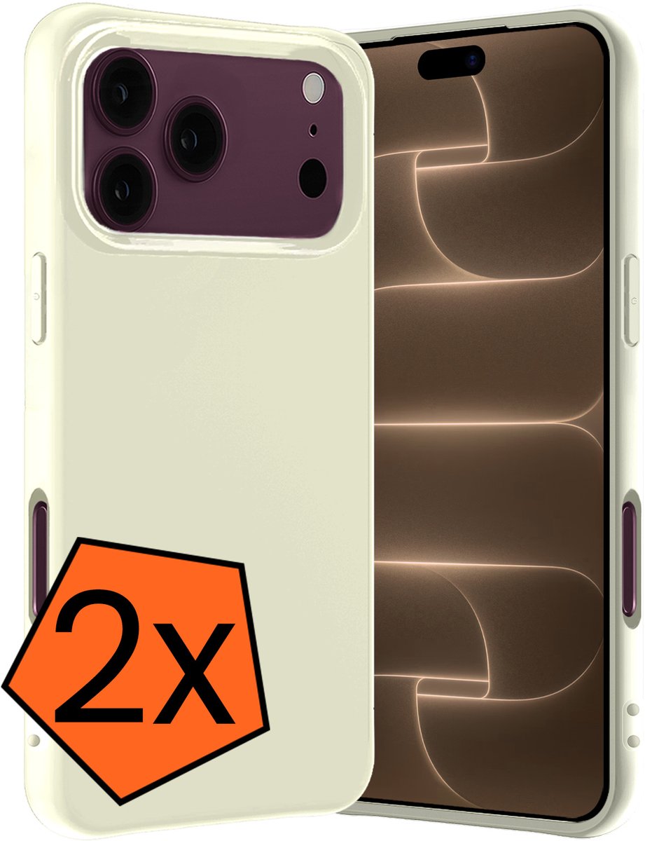 Hoes - 2 Stuks - Geschikt voor Apple iPhone 18 Pro - Sterk & Shockproof - Case Siliconen - Back Cover - Telefoon Hoes - Wit