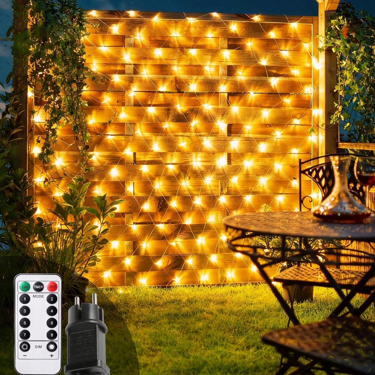 Mains with plug, mains 3 m x 2 m for indoor with plug, fairy lights via plug, mesh fairy lights plug in, - ShopVlot