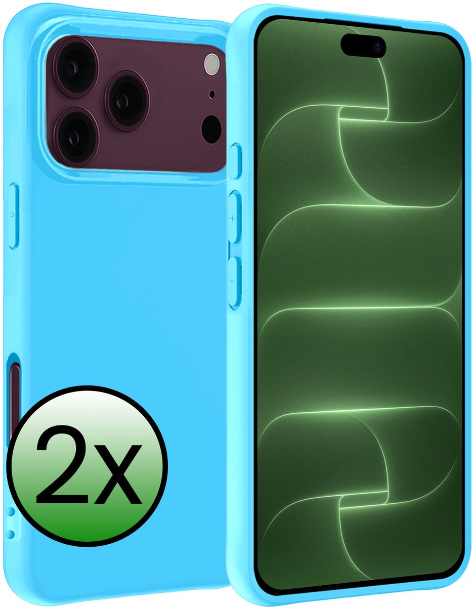Hoesje 2 Stuks - Geschikt voor Apple iPhone 18 Pro Max - Sterk & Shockproof - Case Siliconen - Back Cover - Telefoon Hoes - Lichtblauw