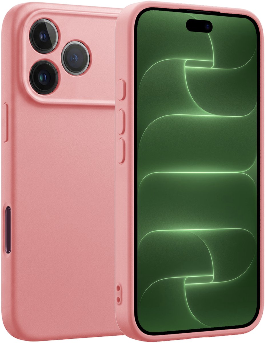 Hoesje Geschikt voor Apple iPhone 18 Pro - Sterk & Shockproof - Hoes Cover - Siliconen Case - Lichtroze