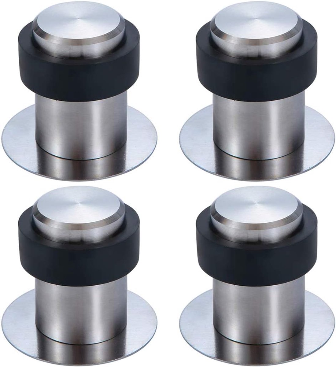 4-Piece Door Stopper with Rubber, Floor Mounted Self Adhesive Door Stopper, Cylindrical Door Stopper 4.5cm Stainless - ShopVlot