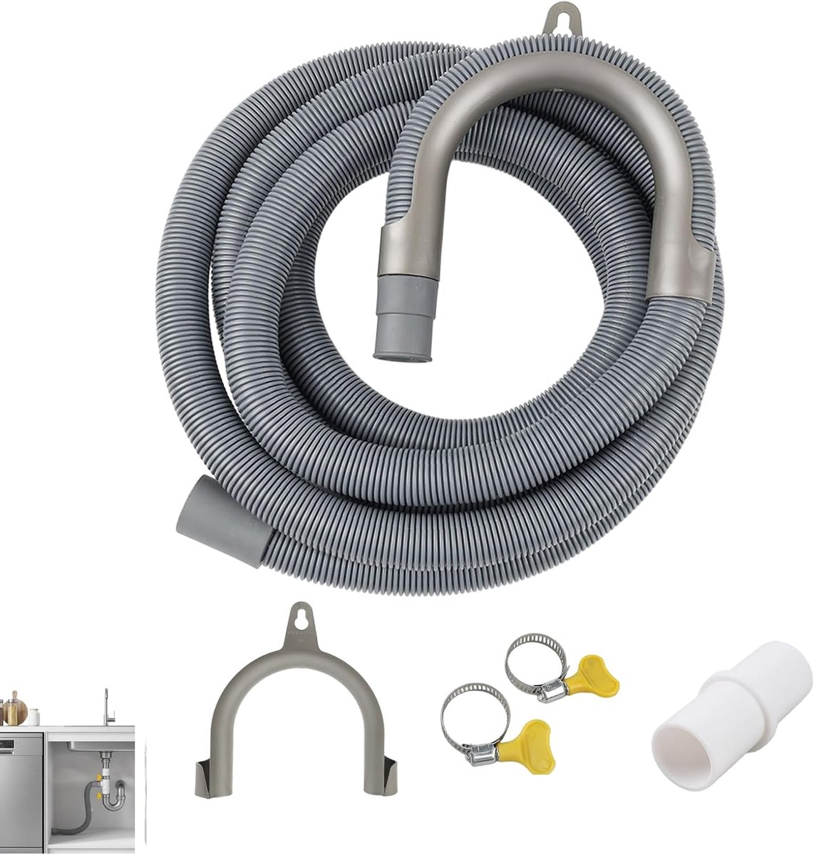 Universele afvoerslangverlenging voor wasmachine en vaatwasser, afvoerslang wasmachine, duurzaam, met houder en - ShopVlot