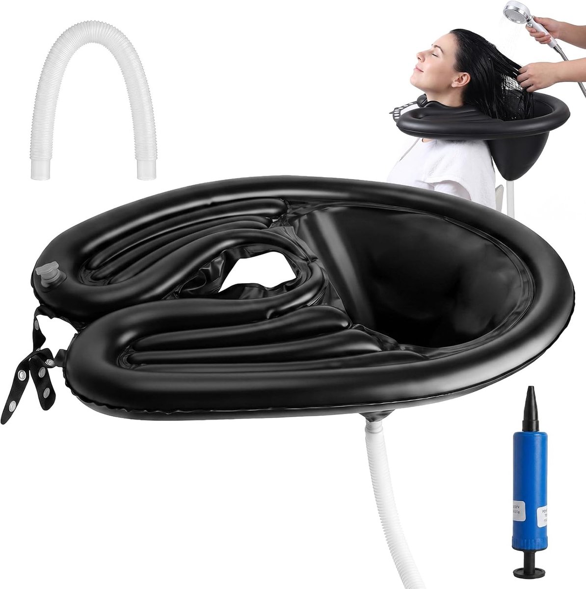Opblaasbare haarwastafel - PVC met afvoerslang - voor zwangere vrouwen en senioren - comfortabel haarwassen - ShopVlot