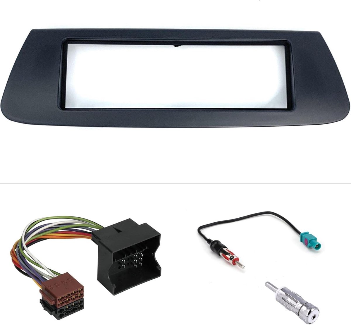 Montageset autoradio 1 DIN - donkerbruin - inclusief ISO kabels en antenneadapter - eenvoudig te installeren - ShopVlot