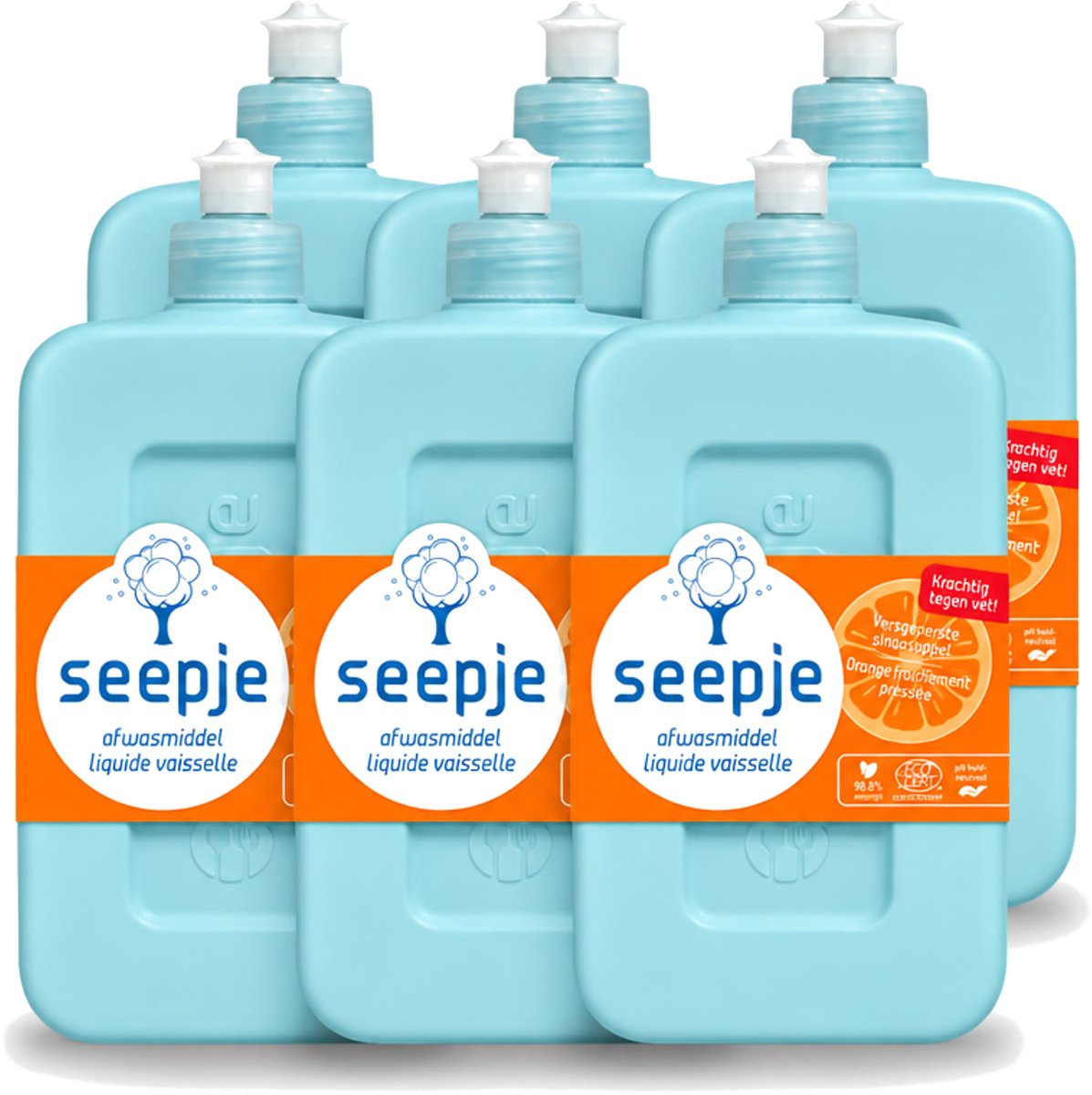 6 x Seepje - Afwasmiddel - Krachtige Reiniging - Versgeperste Sinaasappel Geur - 500 ml - Voordeelverpakking - 6 stuks