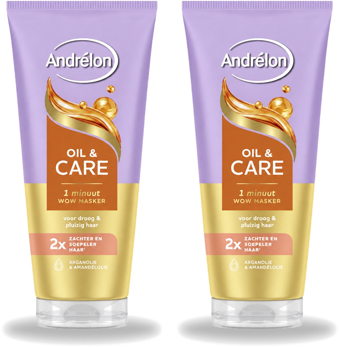 2 x Andrélon – Haarmasker WOW – Oil & Care – 180 ml - Voordeelverpakking - 2 stuks