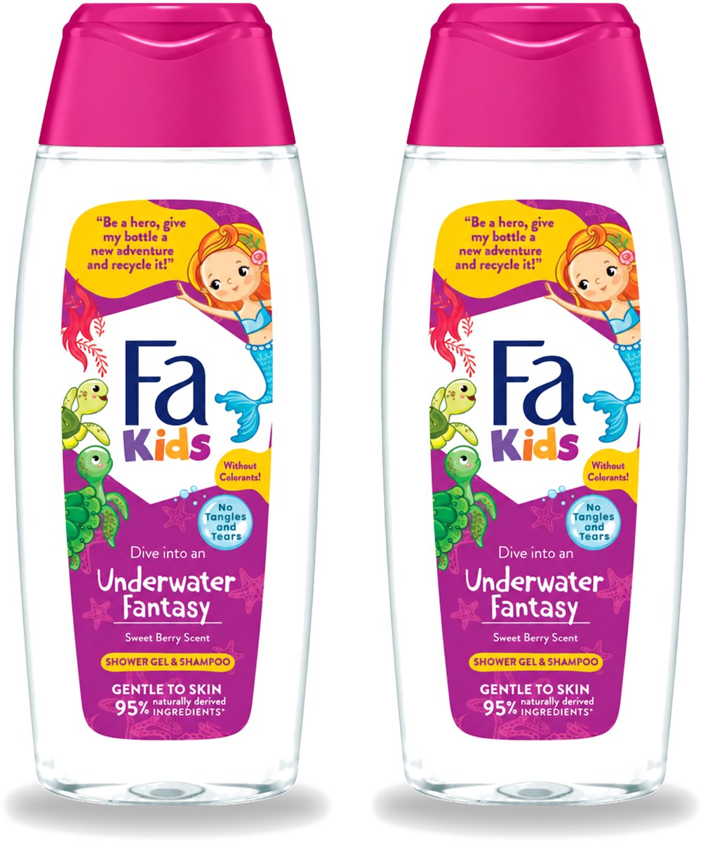 2 x Fa – Douchegel & Shampoo – Kids Underwater Fantasy – 250 ml - Voordeelverpakking - 2 stuks