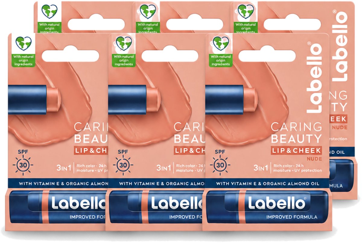 6 x Labello – CLippenbalsem – aring Beauty Nude – 6 ml - Voordeelverpakking - 6 stuks