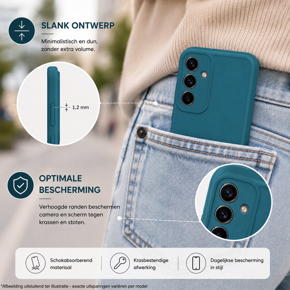 Geschikt voor Oppo Reno 16 / 16 Pro Hoesje - Siliconen Matte Back Cover - Petrol Blauw