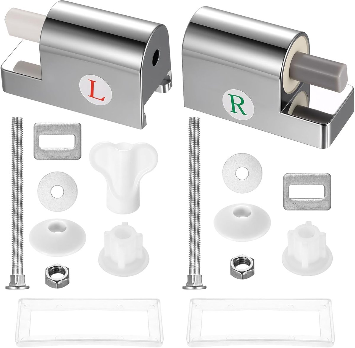 SnelShoppen - 2 Set Universele WC-Zitting Bevestiging Softclose Scharnieren Vervangstukken voor Toiletzittingen - Duurzaam ABS en Metaal - Voor Vaste