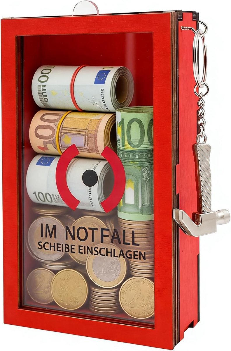 Persoonlijke Geld Cadeau Box met Hamer - Origineel Geschenk voor Verjaardag, Huwelijk en 18e Verjaardag, Decoratieve Houten Box in Rood - Creatieve Ideeën voor Cadeaus