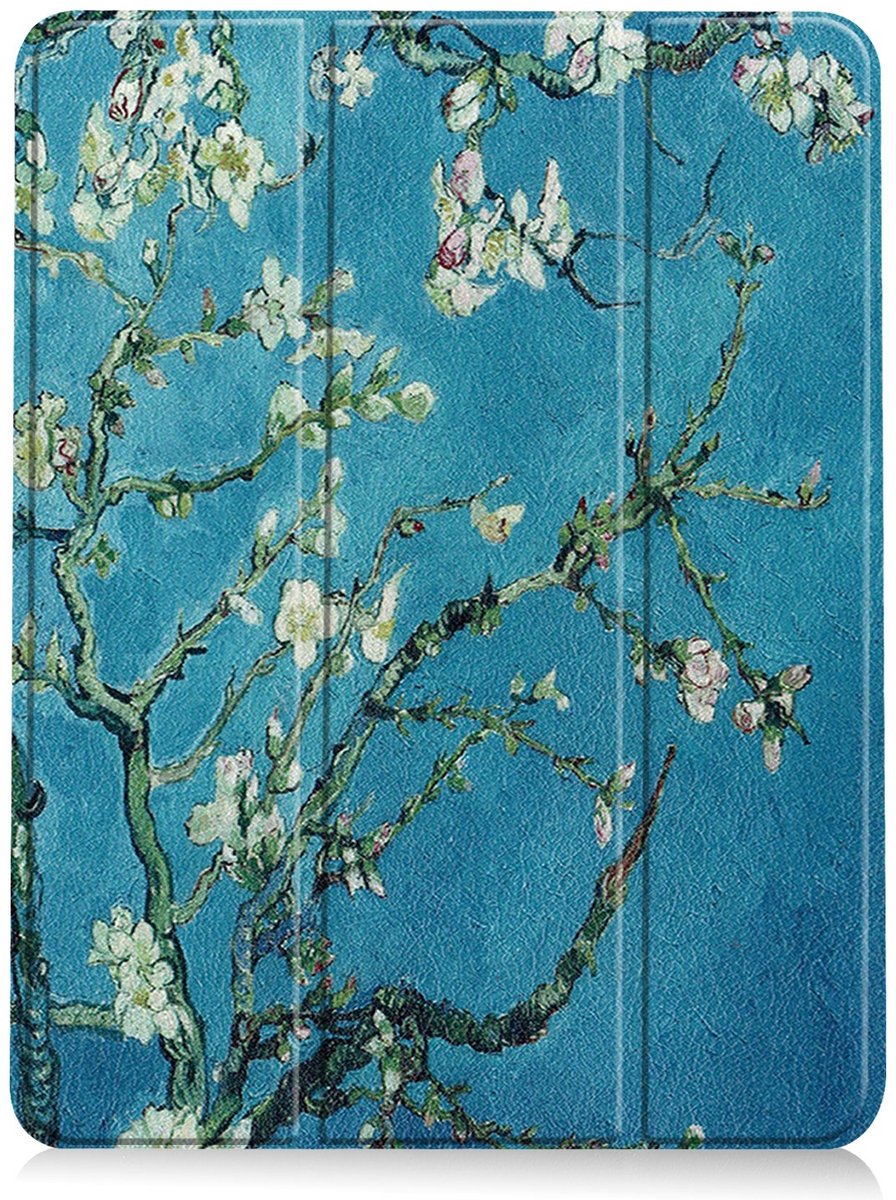 TPU Smart Cover Hoes Map geschikt voor - iPad Air 6 - 11 / iPad Air 5 - iPad Air 4 - 10.9 - Zwart - Van Gogh Amandelbloesem