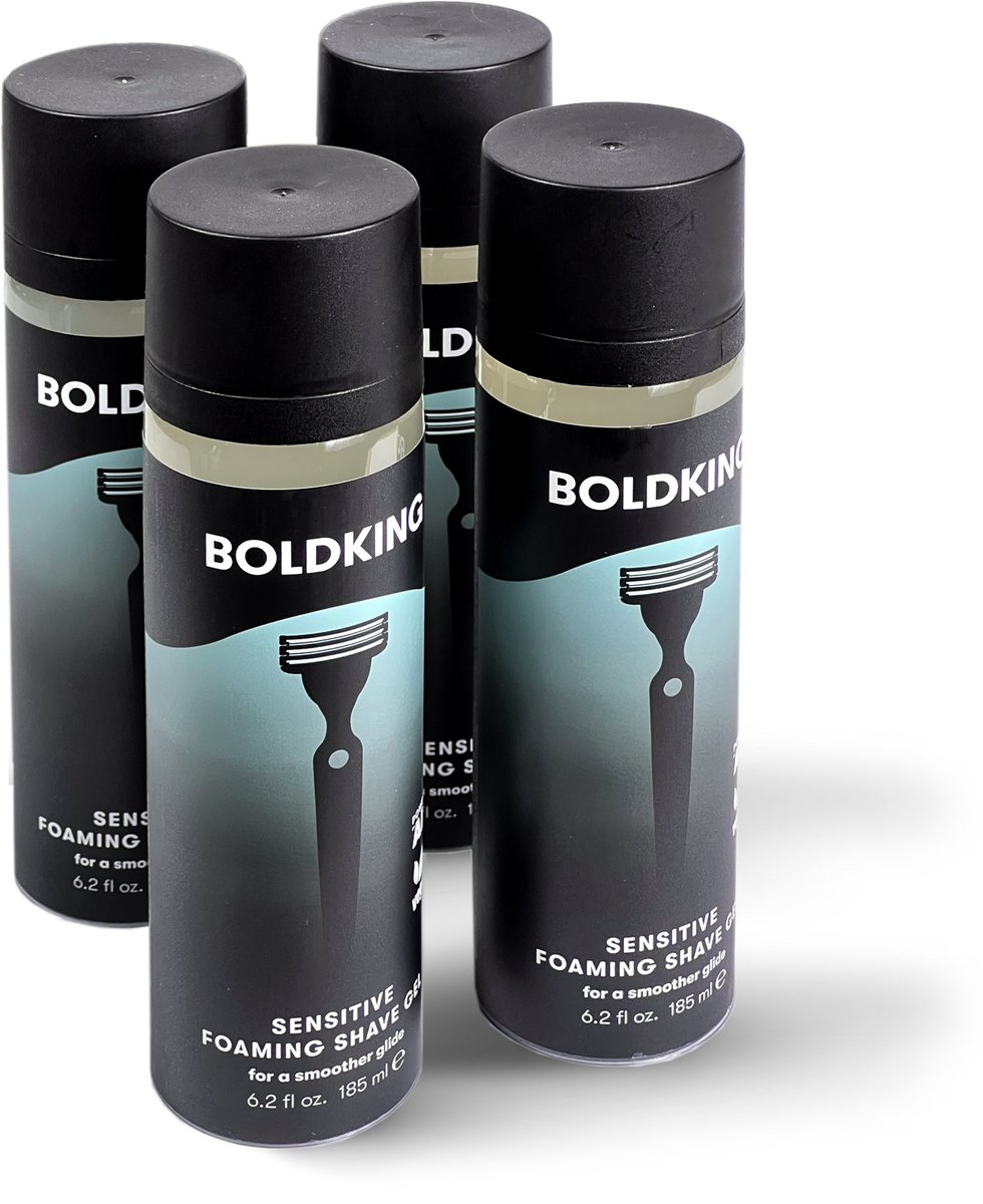 Boldking Sensitive Scheergel Mannen – Schuimende & Hydraterende Shaving Gel – Voor Gevoelige Huid – 4-pack