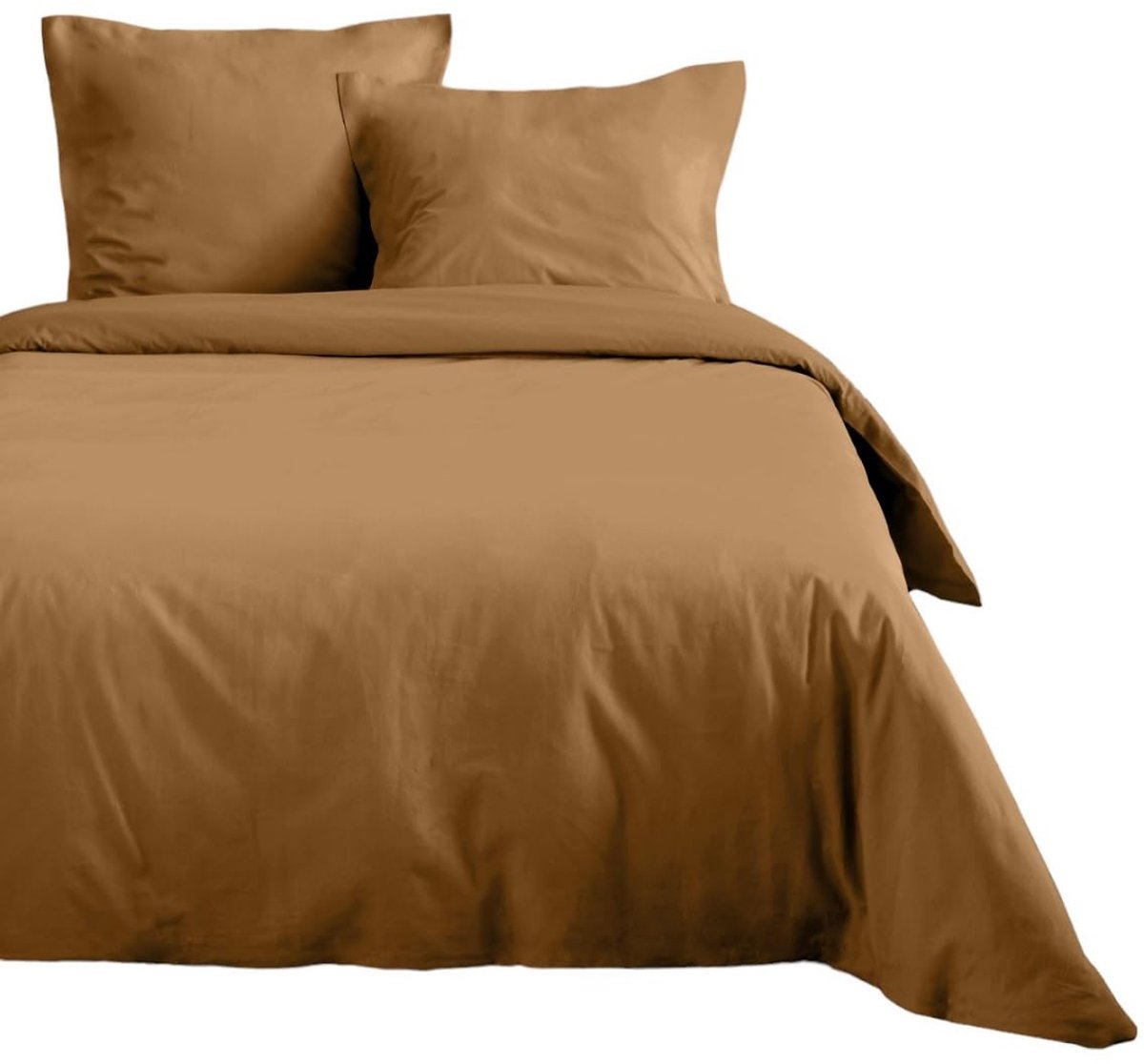 SnelShoppen - Dekbedovertrek 200 x 200 cm - 100% Katoen Oeko-Tex Gecertificeerd - Kleur Curry - Model Eden - Zacht en Comfortabel Beddengoed voor Thui