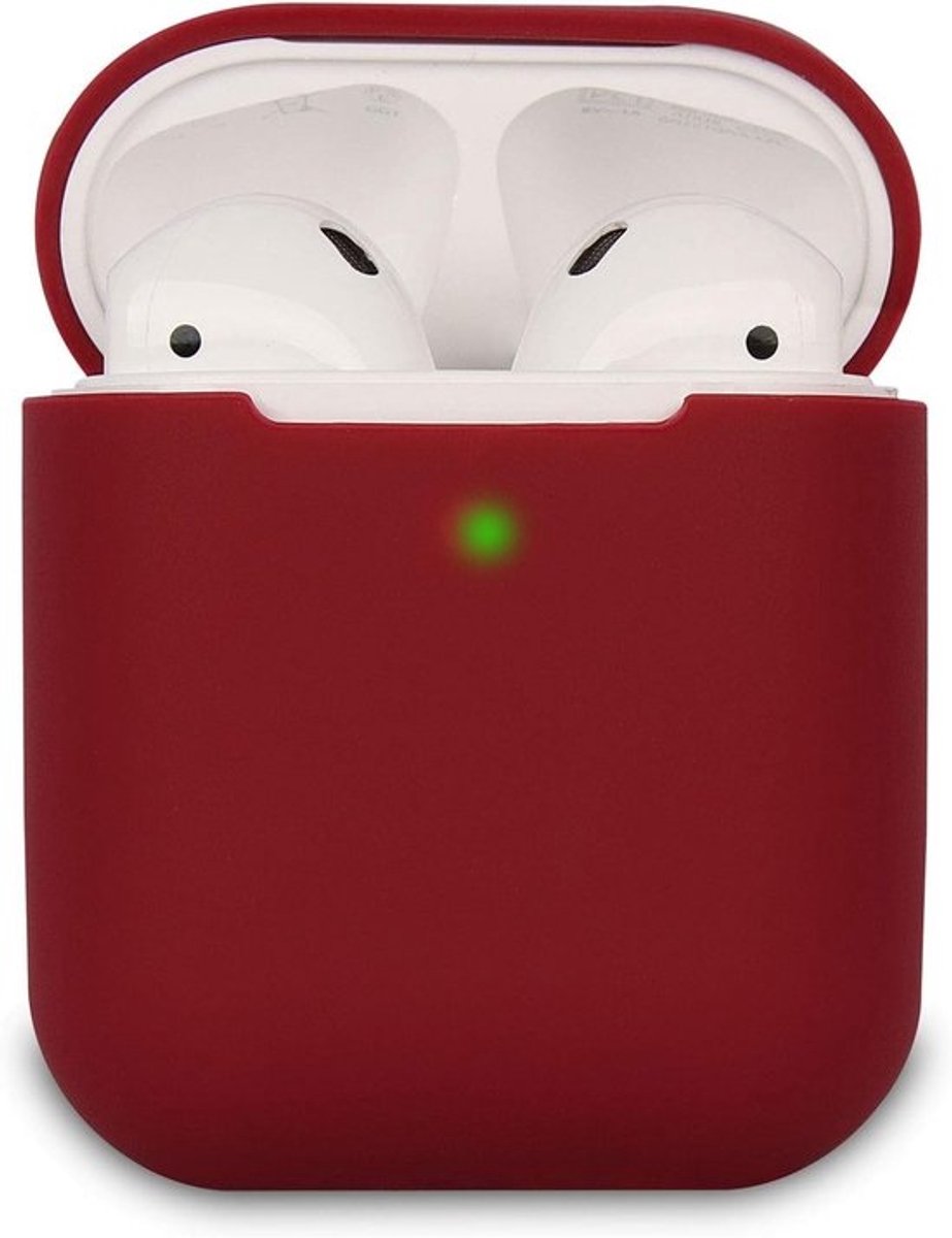 Beschermhoes voor AirPods - Siliconenhoes - Voor dagelijks gebruik - LED-indicatie zichtbaar - 6x5x1 cm - Bordeaux
