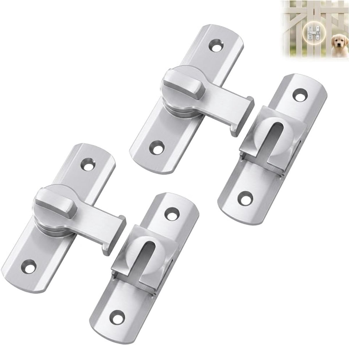 Schuifdeurslot 90° 180° - haaksluiting - 2 stuks - veilig afsluiten - ShopVlot