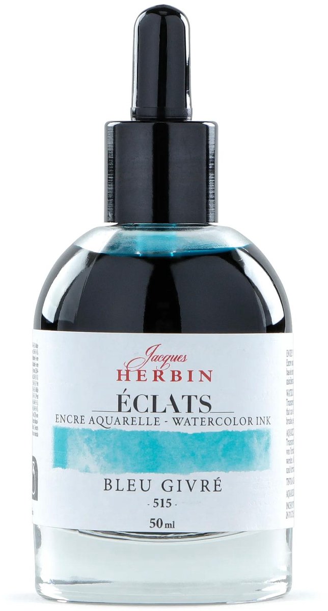 Jacques Herbin Éclats – Aquarel Inkt – Vloeibare Aquarelverf – ijs Blauw – 515 – 50 ml