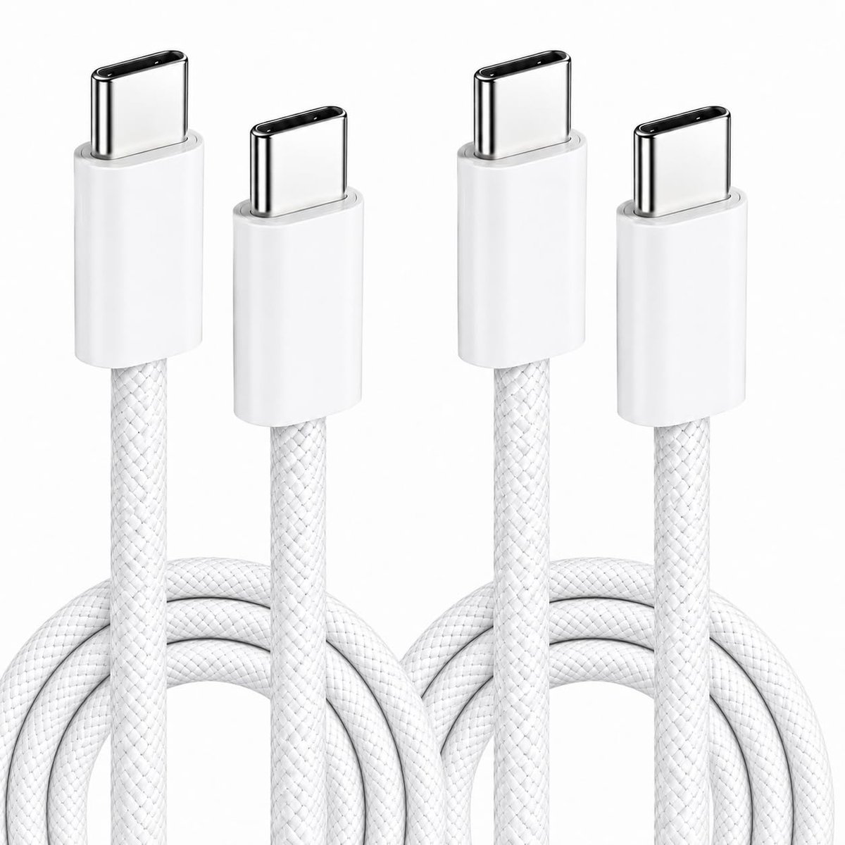 2 stuks USB C-kabel, 240 W, 2 m, USB C naar USB C, snel opladen voor USB C-apparaten, oplaadkabel USB C, nylon - ShopVlot