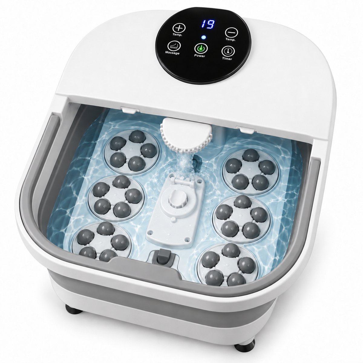 Vectra Elektrisch Voetenbad met Massage, Bubbels en Verwarming - Opvouwbaar Voetbad met Rollers - Instelbare Temperatuur - Digitaal Display - Timerfunctie - Voetmassage Apparaat - Voetenspa