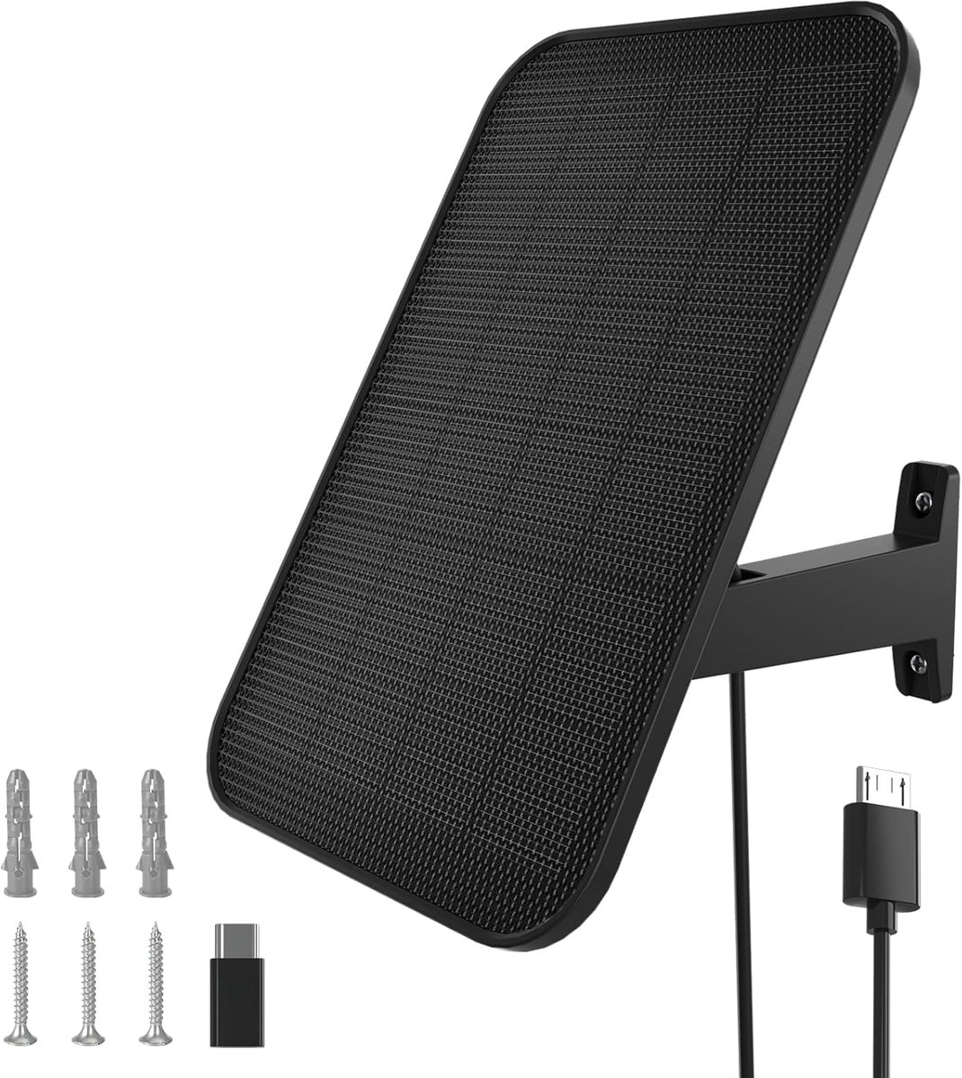 VIRTAVO 3 W zonnepaneel voor bewakingscamera, USB-C zonne-oplader voor accucamera, waterdicht, weerbestendig, continue - ShopVlot