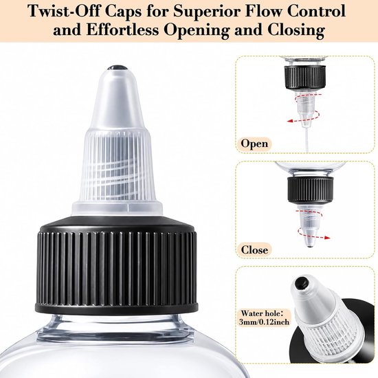 18 Stuks 50ml Knijpflessen met 8 Accessoires, Kleine Sausflessen - ShopVlot — afbeelding 5