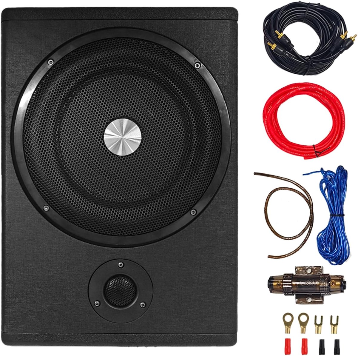 Active Subwoofer, Ultra Flat Car Subwoofer Suitable for Car/Truck, with Integrated Amplifier, Can Be Mounted Under - ShopVlot