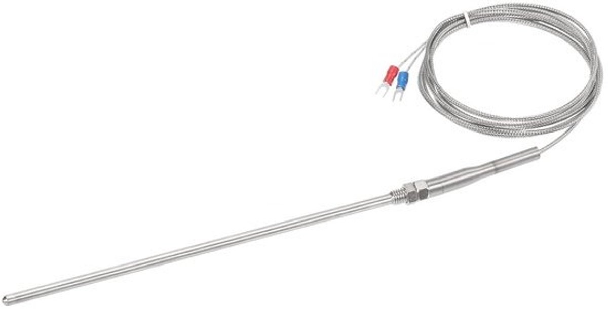 Thermokoppelsensor - Temperatuurmeter - Nauwkeurig meten - Waterdicht ontwerp - 5x200 mm - 6.6 ft - Zilver
