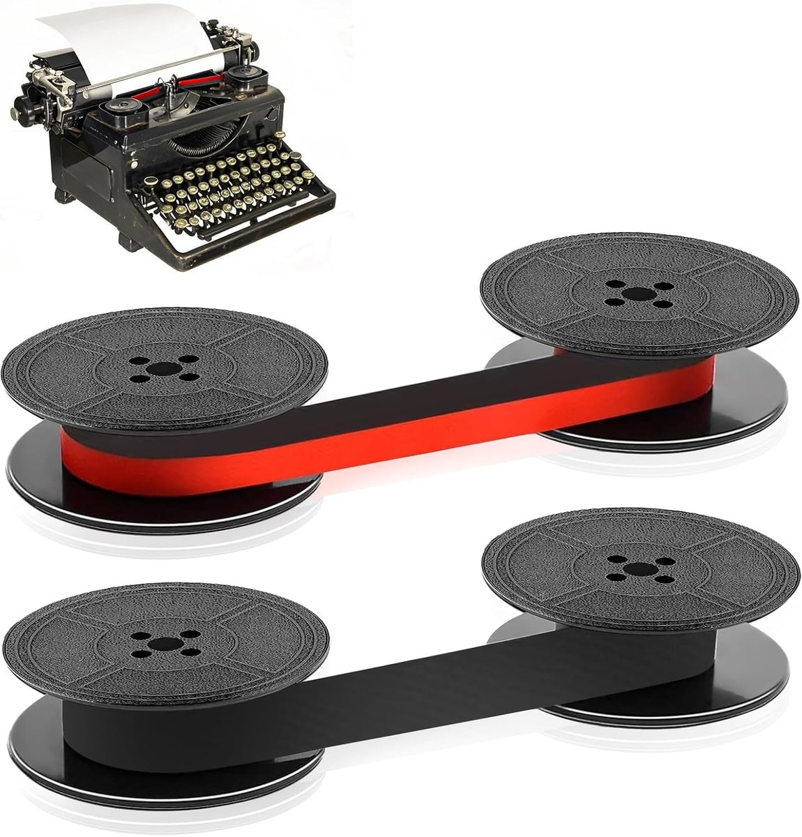 2pcs typewriter ribbon, 10M color ribbon typewriter for DIN 2103, DIN 32755 and other old typewriters (Red + Black) - ShopVlot
