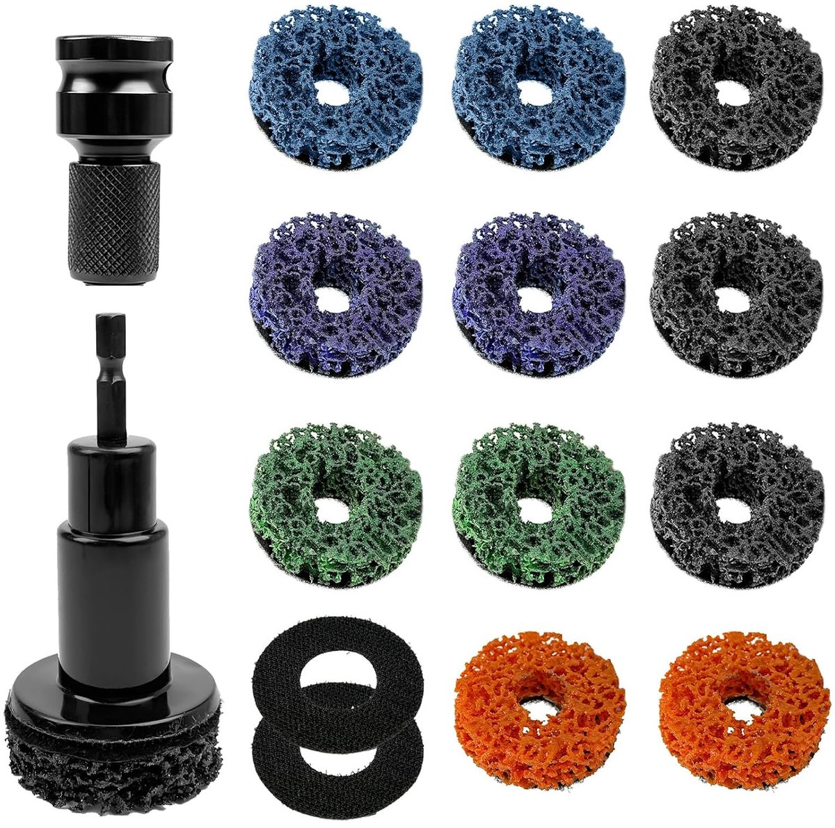 12 stuks 2 inch slijpschijven, 5 hardheidsgraden, met schuurkopadapter - ShopVlot