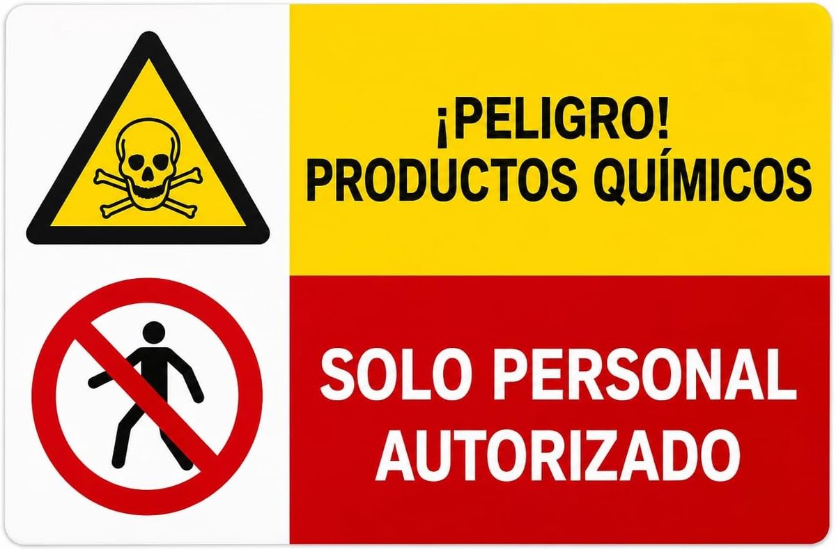 Combinatiebord chemische gevaren - 300 x 200 mm - vinylsticker - alleen voor geautoriseerd personeel - ShopVlot