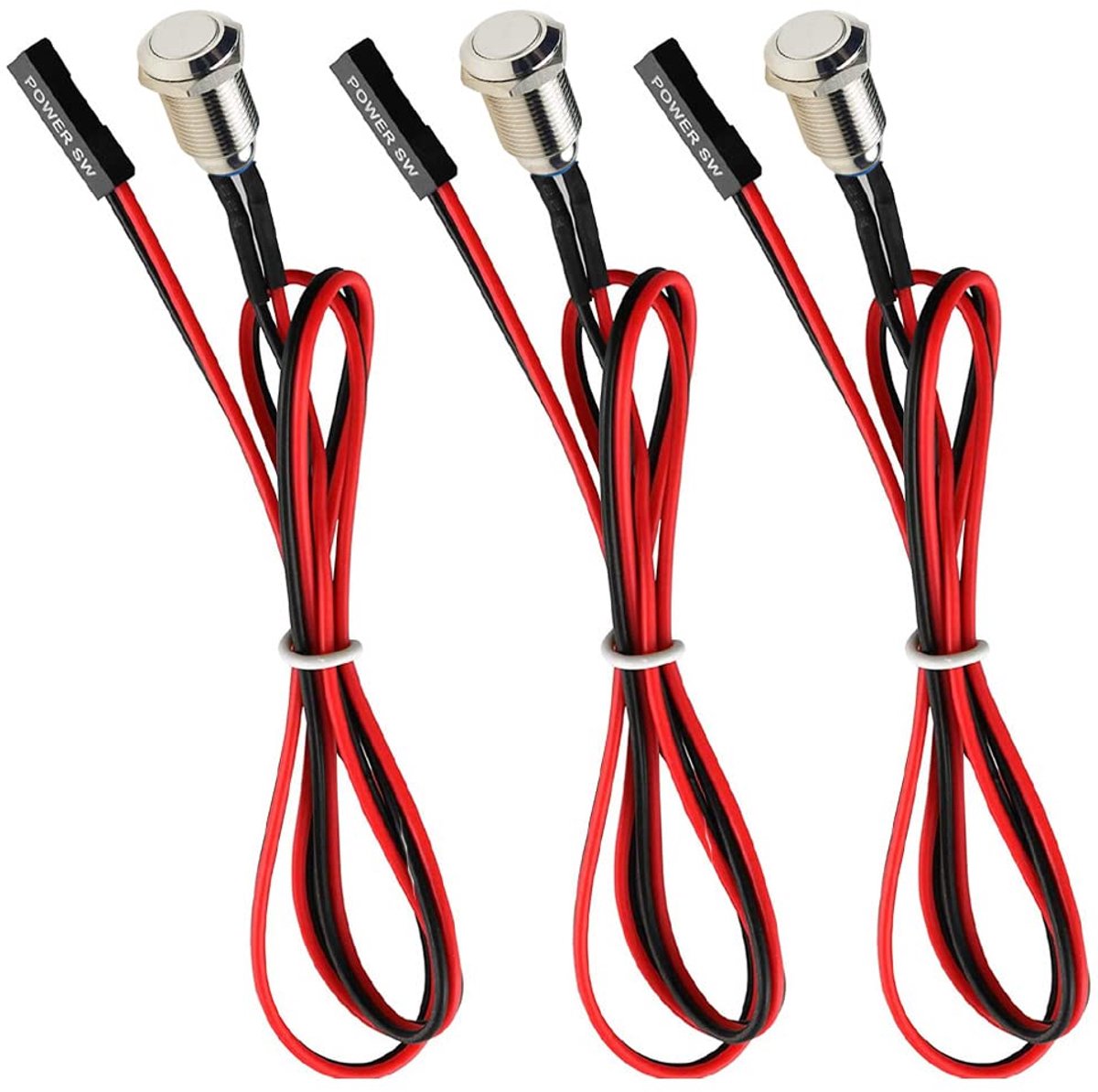Guuzi 3Pcs Chassis Host Metal Button, Computer Host Push Button Cable PC Case Power Button Atx Power Supply On/Off for - ShopVlot