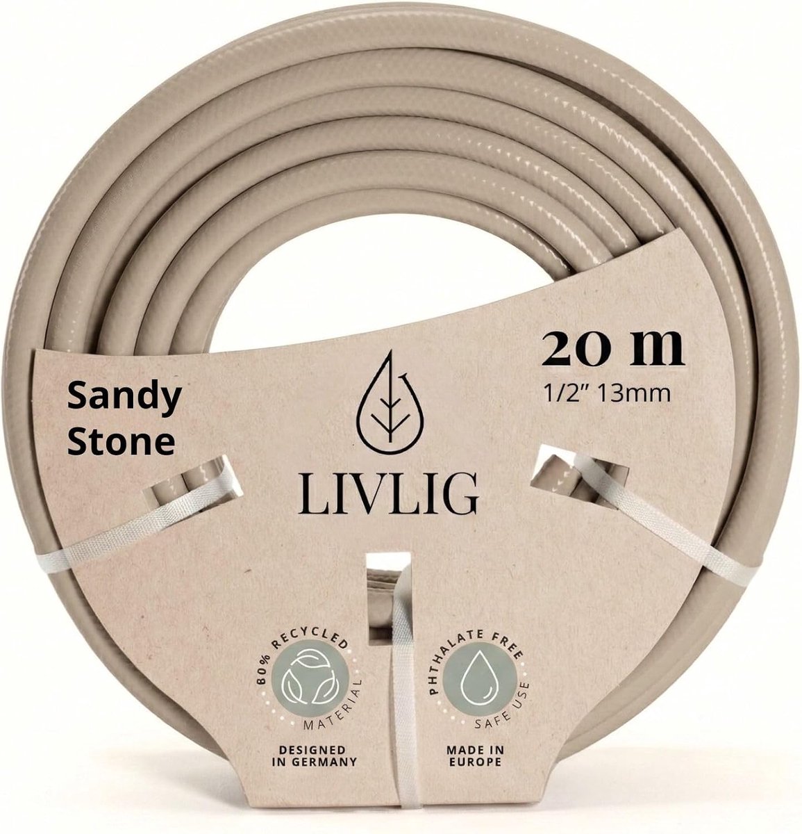 LIVLIG 20 m Flexible Premium Water Hose Made of 60% Recycled Material, UV-Resistant, Bink-proof, Design Garden Hose - ShopVlot