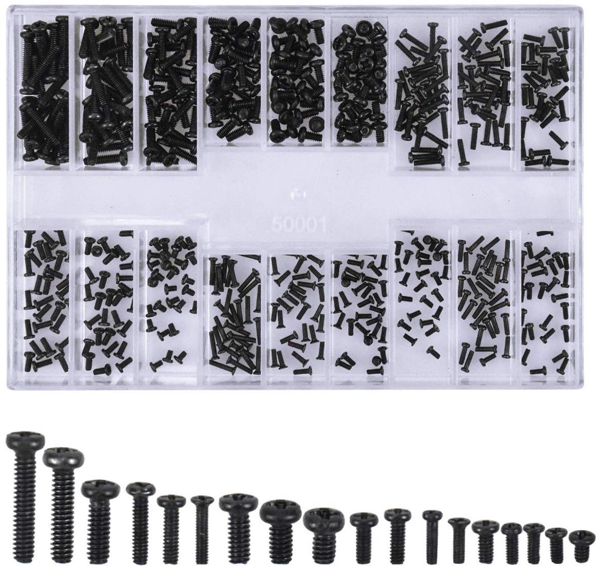 Complete Mini Schroeven Set - 500 Stuks Kleine Schroeven voor Horloges, Brillen en Computers - Assortiment met M1, M2, Zwarte Ronde en Platte Koppen