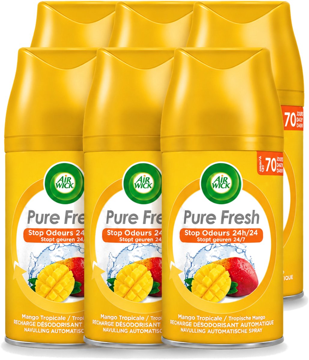 6 x Air Wick Freshmatic - Luchtverfrisser Navulling - Tropische Mango - 250ml - Voordeelverpakking - 6 stuks