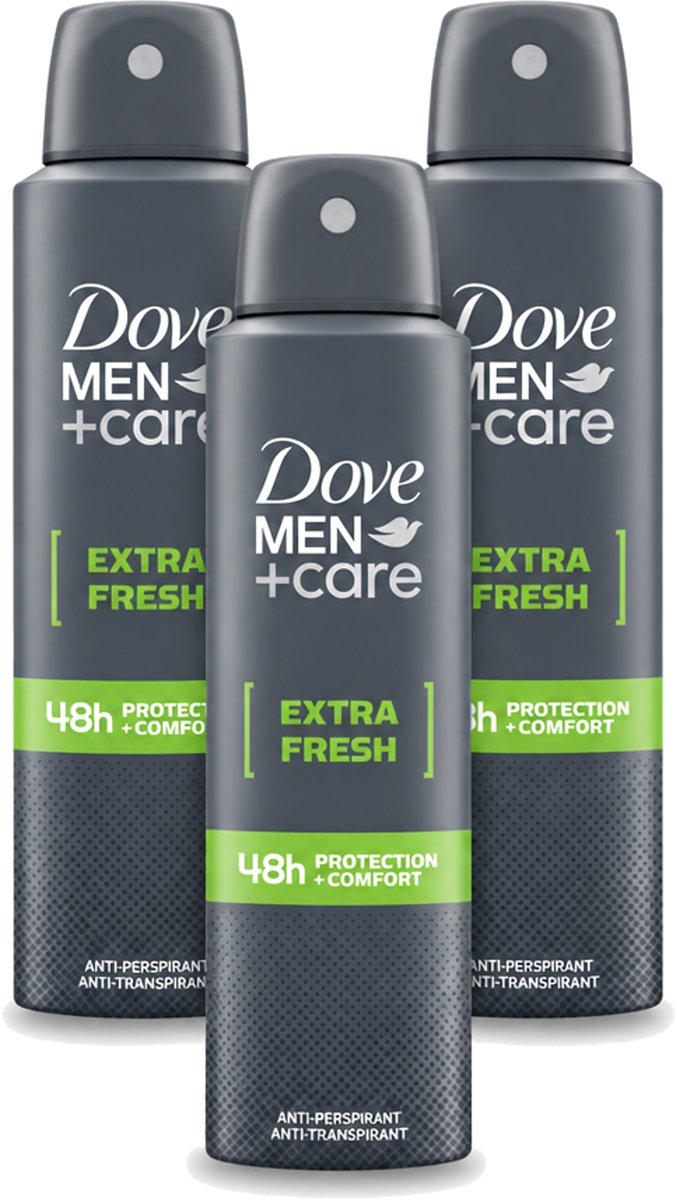 3 x Dove Men+Care - Extra Fresh - Deospray - Anti-Transpirant - 150 ml - Voordeelverpakking - 3 stuks