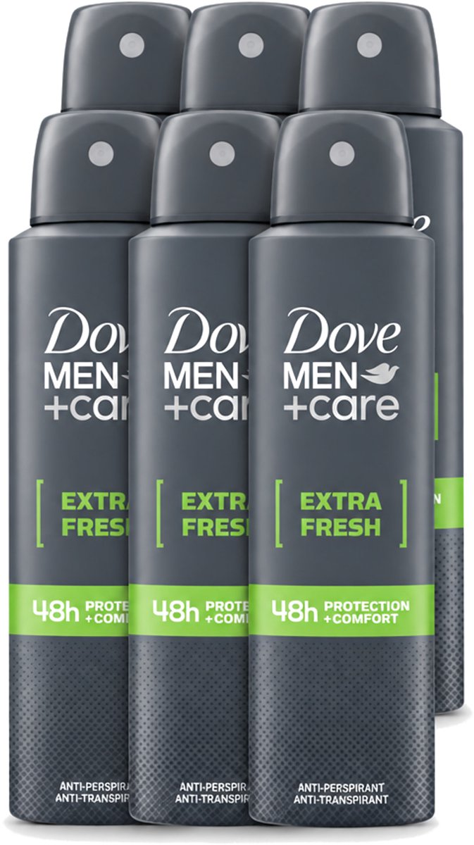 6 x Dove Men+Care - Extra Fresh - Deospray - Anti-Transpirant - 150 ml - Voordeelverpakking - 6 stuks